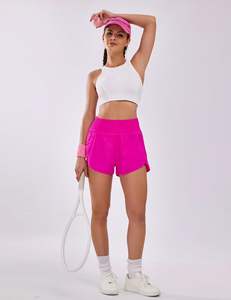 Pantalones cortos para mujer, pantalones cortos atléticos de cintura alta, pantalones cortos elásticos impermeables para gimnasio y entrenamiento con bolsillo para correr y Deportes - Product Image 2