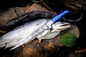 มีดพับเหล็กคาร์บอน8นิ้วสไตล์ญี่ปุ่นสำหรับใช้ในครัวใบมีดคมคมพร้อมปลอกหนัง - Product Image 3