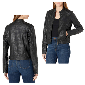 Chaqueta de cuero motorista con logotipo privado/chaqueta de motorista de cuero de oveja estilo Rock personalizada/chaquetas clásicas de cuero auténtico para mujer - Product Image 4