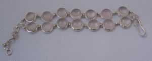 Pulsera de Cuarzo Rosa Natural para Mujer Shah Gems, Pulseras y Brazaletes de Plata de Ley 925 con Cristales - Product Image 1