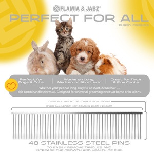 Peine para Mascotas de Acero Inoxidable de Alta Resistencia |   Herramienta Profesional para el Cuidado del Perro, para Desenredar, Eliminar Pelo Muerto y Cuidado Diario - Product Image 5