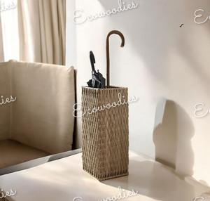 Antique Rattan Handcrafted <b>Umbrella</b> <b>Stand</b> Solid Base Indoor Outdoor Storage Basket with Traditional Look - Product Image 2