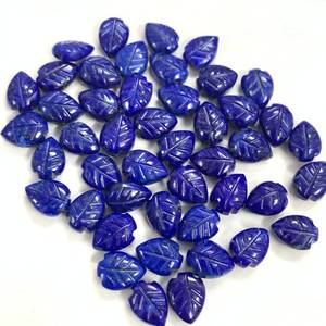 Cuentas de Piedras Preciosas Talladas a Mano en Forma de Hoja de Lapislázuli Natural - Product Image 5