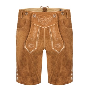 Shorts Trachten pour homme en cuir véritable bavarois allemand marron antique, sur mesure, taille haute, nouvelle collection, grande taille, Lederhosen plat - Product Image 5