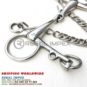 Embouchure de rênes en acier inoxydable pour cheval, embouchure articulée avec crochets et chaîne de rênes, vente en gros pour équitation et fournisseur de maréchal-ferrant - Product Image 4