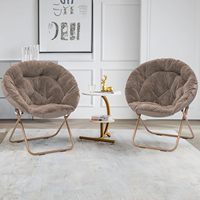 Grande chaise saucer confortable et pliable avec structure métallique, rembourrée en fausse fourrure, douce et moelleuse, style moderne, pour appartement, chambre et salon