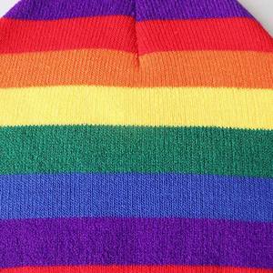 Gorro de Invierno de Punto Jacquard con 7 Colores del Arcoíris para Niños, Gorro de Lana Acrílica con Rayas Coloridas para el Frío - Product Image 4
