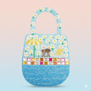 Sac à main décontracté élégant à motif de pivoine et de paysage, orné de perles, pour broderie florale artisanale, style botanique, idéal pour les mariages estivaux et les occasions spéciales - Product Image 2