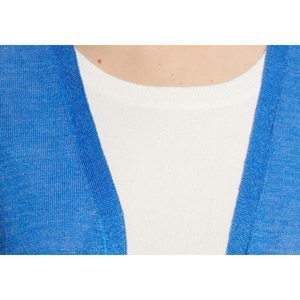 Cardigan Casual Blue Palace con Spacco Laterale in Lana, Taglia Piccola, Motivo Stampato - Product Image 6