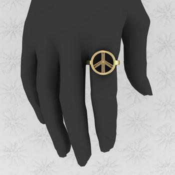 Genuine 925 Silver Bezel Peace Symbol Semi Mount DIY Zodiac Jewelry Resin Ashes Work Keepsake Ring Blank Findings Components