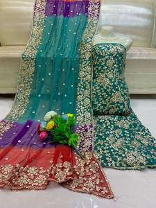 Broderie de fils complexes, travail Gota, matière acrylique, salwar kameez pour femmes, élégant, nouvelle saison, tenue de soirée, imprimé en relief en caoutchouc - Product Image 6