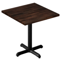 Table de restaurant carrée industrielle moderne avec plateau en bois massif et base en métal noir pour café, bar, mobilier commercial