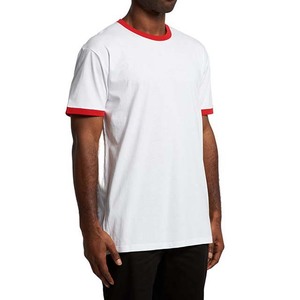 Camisetas deportivas con cuello redondo y logotipo personalizado, camiseta con timbre en blanco, camisetas de manga corta de algodón con cuello en contraste, camisetas con timbre para hombre, OEM - Product Image 3