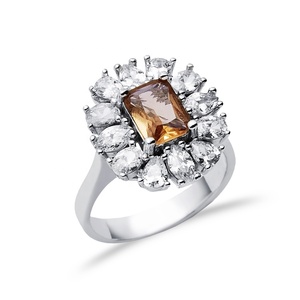 Anillo de Halo clásico de 17x17mm con cambio de Color, sultanita, rodio plateado, Plata de Ley 925 turca, joyería al por mayor - Product Image 3