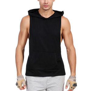 Camiseta sin mangas con capucha para entrenamiento informal para hombre, sudaderas sin mangas para entrenamiento de gimnasio, decoración bordada para culturismo, camiseta con corte muscular - Product Image 6
