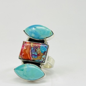 Bague Turquoise Naturelle Bague Artisanale Bague Mode Bague Argent Bague Designer Bague Vintage Bague Bohème Bague Charme Bague Belle Bague - Product Image 3