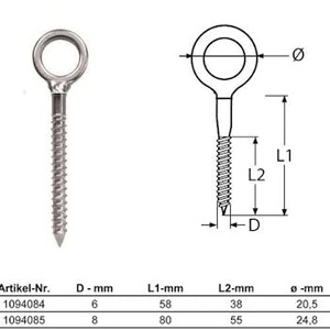 Vite per legno con filettatura per legno 6 x 58mm - Product Image 1