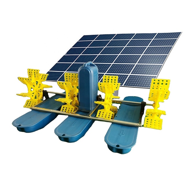 1.5Kw 4 Impeller Increasing Oxygen Solar Aquaculture Machine Fish Pond Shrimp Impeller Paddle Wheel Aerator