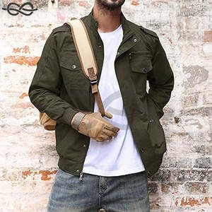 Veste cargo légère pour homme coupe-vent avec fermeture éclair et col montant sur le devant Veste en coton multi-poches Vêtements d'extérieur décontractés - Product Image 4