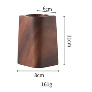 Natural Walnut Wood <b>Pen</b> <b>Holder</b> Round Pattern Desktop Table Decoration Home Office <b>Desk</b> Organizer Storage Case on Sale - Product Image 4