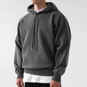 Sweat à capuche vintage pour homme 100 % coton French Terry de haute qualité, délavé à l'acide, design vieilli, couleur unie, écologique, idéal pour l'hiver - Product Image 3