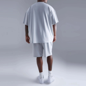 เสื้อยืดและกางเกงขาสั้นผ้าเทอร์รี่สำหรับผู้ชายชุดเสื้อผ้าสองชิ้นแบบลำลองสำหรับฤดูร้อน - Product Image 4