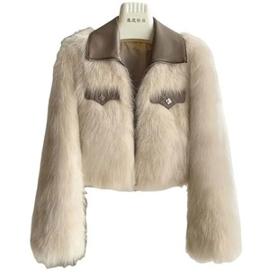 Veste d'hiver pour femme en polaire coupe-vent de luxe avec capuche et col amovible, manches longues, couleur unie, fermeture éclair, épaisseur standard - Product Image 1