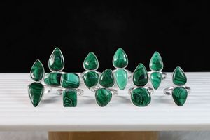 Bagues en Malachite Verte de Qualité Incroyable Bijoux Double Pierre Set de Lunette de Designer Bagues Malachite Bijoux - Product Image 6