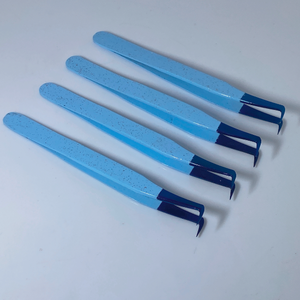 Pince à cils avec logo personnalisé en gros avec pointe en fibre d'acier inoxydable pince à épiler d'extension de marque privée - Product Image 3