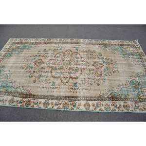 Alfombra turca Vintage de 4 pies, 9x8 pies, 3 pulgadas, Beige, azul, tejido plano clásico, patrón de retazos, piel de lana, látex para decoración de sala de estar - Product Image 3