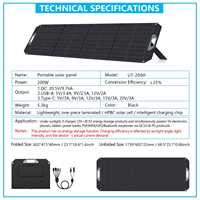 Panneau solaire portable pliable 200W HPBC ETFE, chargeur OEM ODM, fourniture d'usine pour le camping, les camping-cars, la randonnée, l'alimentation hors réseau