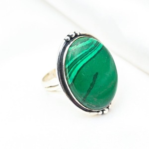 Anillo clásico de estilo bohemio, joyería para mujer, joyería de plata esterlina 925, piedras preciosas de malaquita, anillo hecho a mano, regalo para el amor - Product Image 3