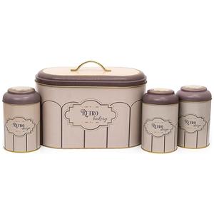 4 Pcs Boîte en fer-blanc ronde Set de cuisine avec couvercle en forme de dôme Design rétro Stockage et conteneur d'aliments - Product Image 1