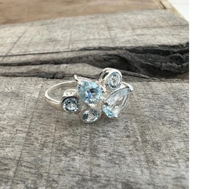 Anillo de piedras preciosas de Topacio Azul genuino, joyería hecha a mano de Plata de Ley 925, anillo de plata sólida, regalo elegante para ella - Product Image 3