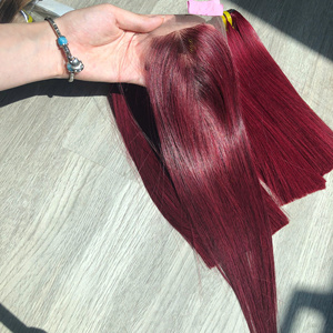 มัดและปิดผมมนุษย์เนื้อตรงสีเบอร์กันดีแบบมัดผมมนุษย์ผมตรงจากเวียดนาม - Product Image 1