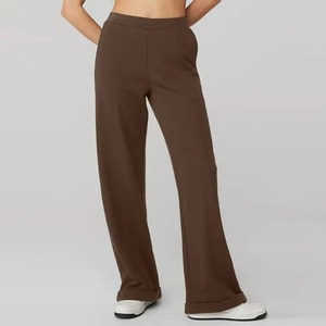 Good Quality Straight Pant Hot Custom Cotton Fleece Drawstring Workout Running Sweatpants High <b>Waist</b> Flare Pants for Women - Product Image 2