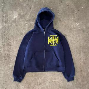 Survêtement épais deux pièces pantalon de survêtement à jambes larges et ensemble de sweat à capuche personnalisé surdimensionné fabricant de sweat à capuche zippé survêtement pour hommes - Product Image 3