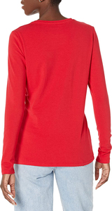 T-shirts rouges pour femmes sur mesure, t-shirts pour femmes bon marché, vêtements décontractés, tissu doux, t-shirts à manches longues - Product Image 6