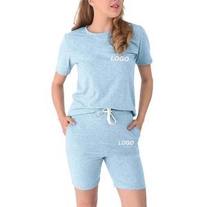 Nouvelle arrivée de service OEM de bonne qualité t-shirts et shorts ensembles deux pièces vêtements pour femmes en coton ensembles pour femmes en vente été - Product Image 1