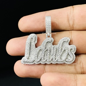 Colgante de letra personalizada con diamantes naturales redondos brillantes, chapado en oro de 10K, estilo hip hop, joyería unisex. - Product Image 3