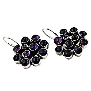 "Vintage <b>Diamond</b> Hoop <b>Earrings</b> for Women in 14k Gold & 18k Gold Plating 925 Silver Amethyst Gemstone Jewelry" - Product Image 1