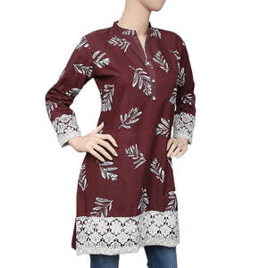 คุรตีพิมพ์ลายสำหรับผู้หญิง - สีมารูน - Product Image 1