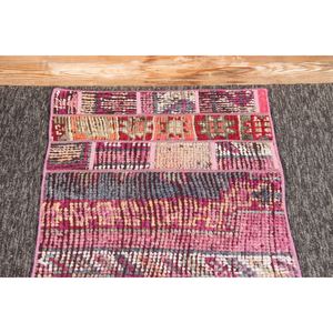 พรมตุรกีลายปะติดแบบวินเทจ ขนาด 1.8x3.9 ฟุต สีชมพู ลายเรขาคณิตเล็กๆ - Product Image 2