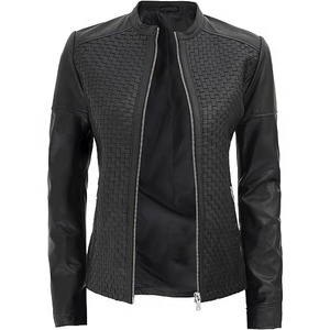Women's Winter Slim Leather Jacket Fashionable Breathable Denim Stand Collar Wholesale New Genuine Outdoor Customized Colors - Product Image 2