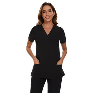 Uniformes Médicos de Algodón y Poliéster con Logotipo Personalizado al por Mayor, Conjuntos de Uniformes de Enfermera, Uniformes de Hospital Elásticos, Tops Unisex de Lona - Product Image 1