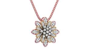 Conjunto de anillo de collar de girasol de oro rosa blanco, diamantes naturales cultivados en laboratorio, joyería de plata para bodas con regalo de moissanita - Product Image 2