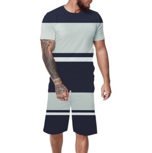 ชุดฝึกกีฬาเบสบอลวิ่งเสื้อยืดผู้ชายและชุดสั้นผ้าฝ้ายโพลีเอสเตอร์ระบายอากาศได้ดีชุด2ชิ้นโอเวอร์ไซส์ออกแบบได้ตามต้องการ - Product Image 3