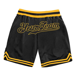 Short sublimé de couleur noir et jaune pour homme, vêtement de basket-ball, pour équipe personnalisée - Product Image 1