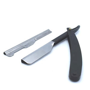 Rasoir droit coupe gorge barbier lame en acier au carbone manche noir rasage vintage - Product Image 4