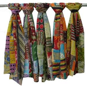 Pañuelo Hijab Reversible Kantha de Algodón 100% Vintage para Mujer, Estampado Digital, para Accesorios de Moda de Verano - Product Image 2